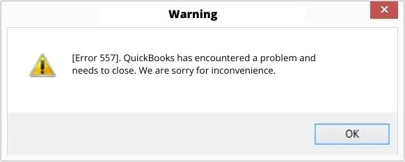 QuickBooks Error 557